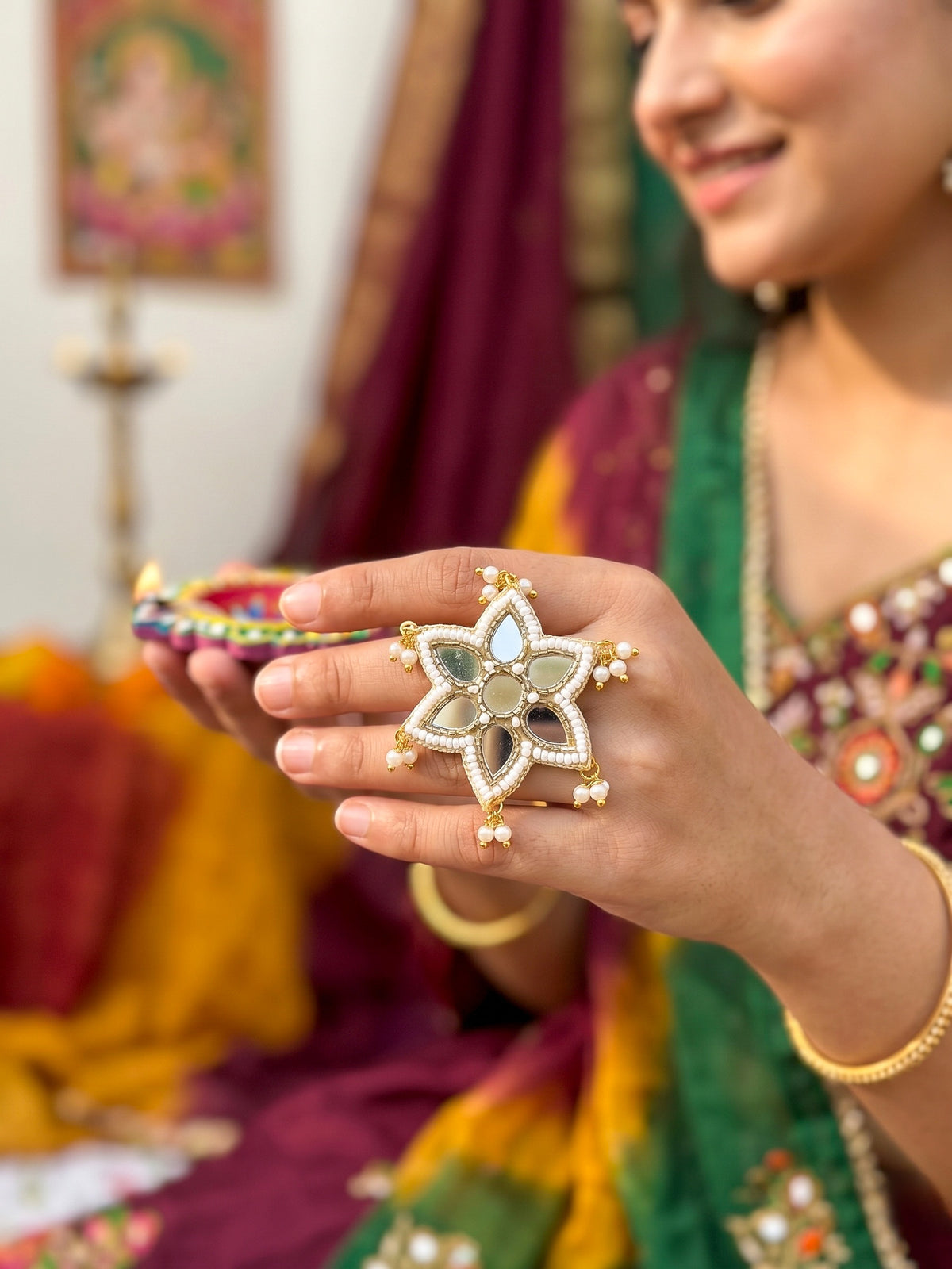 Noor Mirror Handmade Beaded Ring