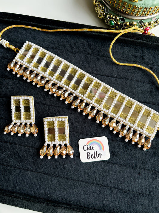Sitara Gold Handmade Beaded Necklace & Earrings Set