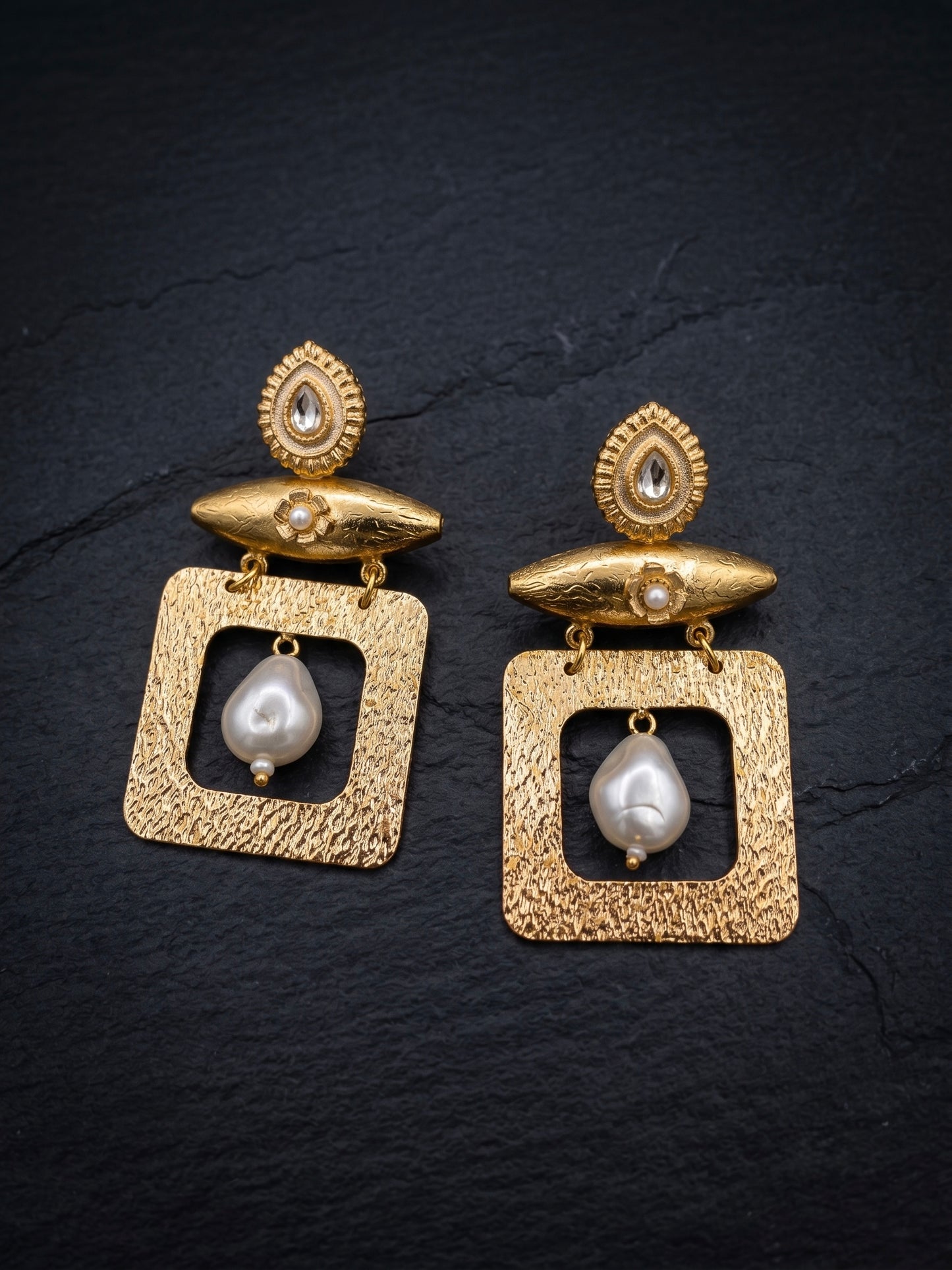 Oracle Pearl Drops Handmade Brass Earrings