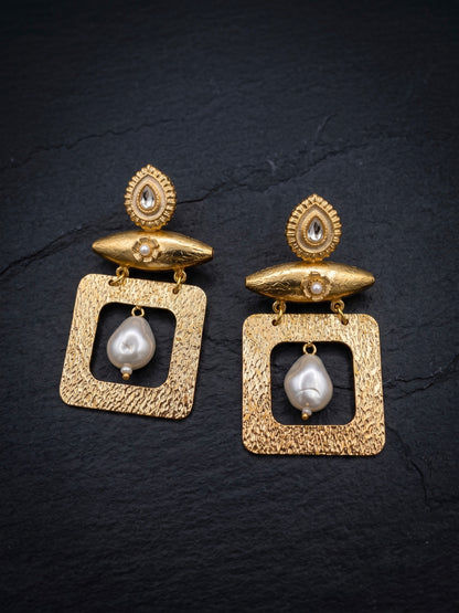 Oracle Pearl Drops Handmade Brass Earrings