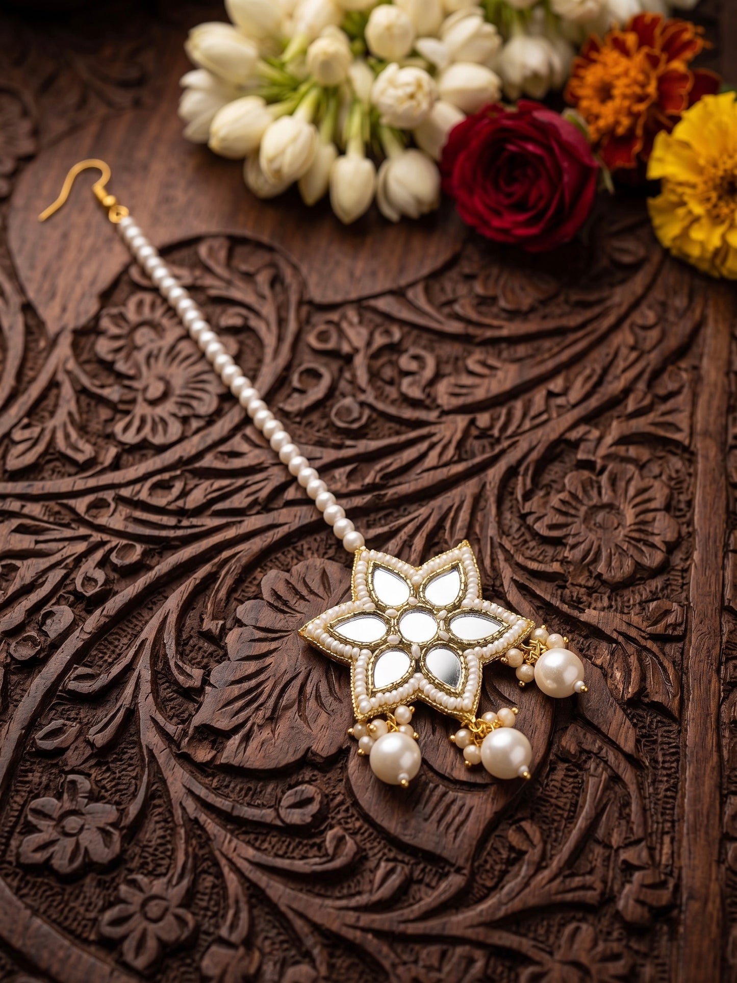 Noor Mirror Handmade Beaded Maangtika