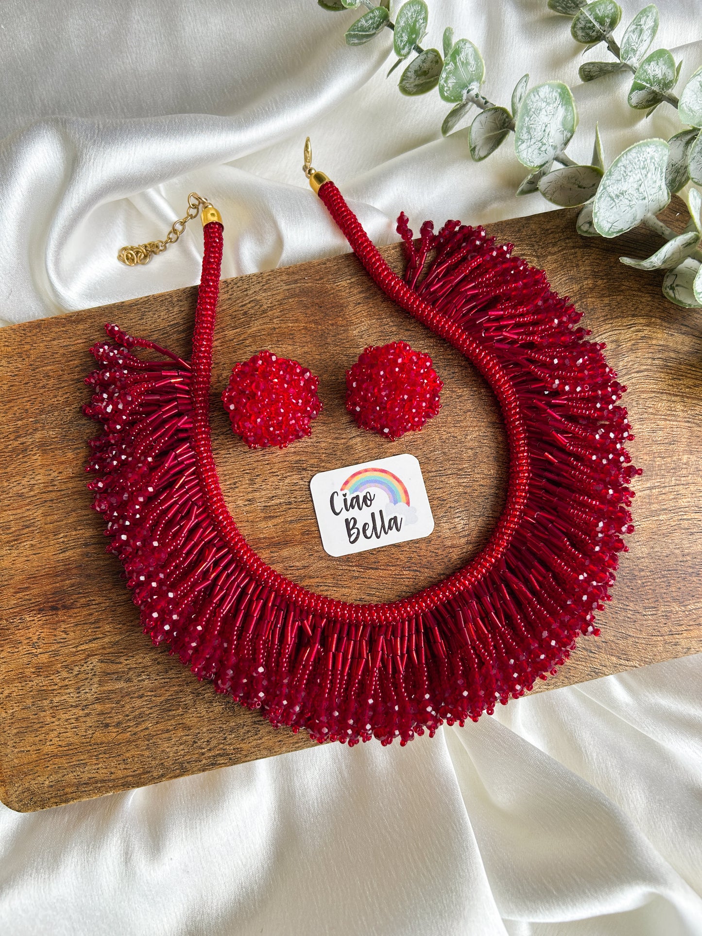 Laalima Handmade Beaded Necklace + Earrings Set