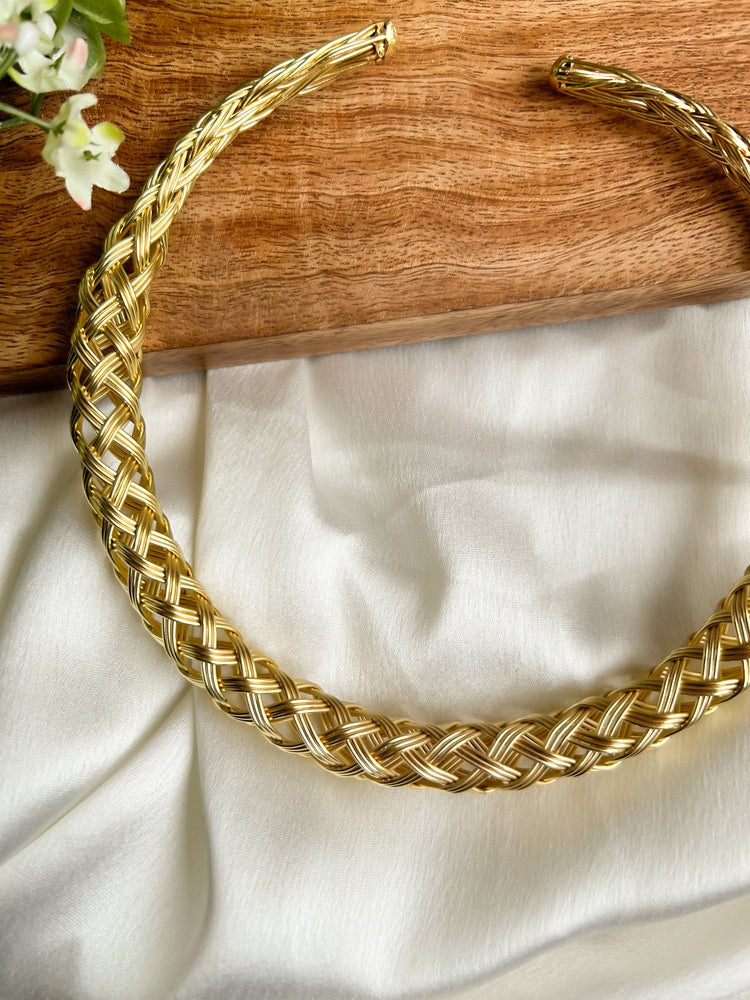 Braided Brass Hasli Necklace