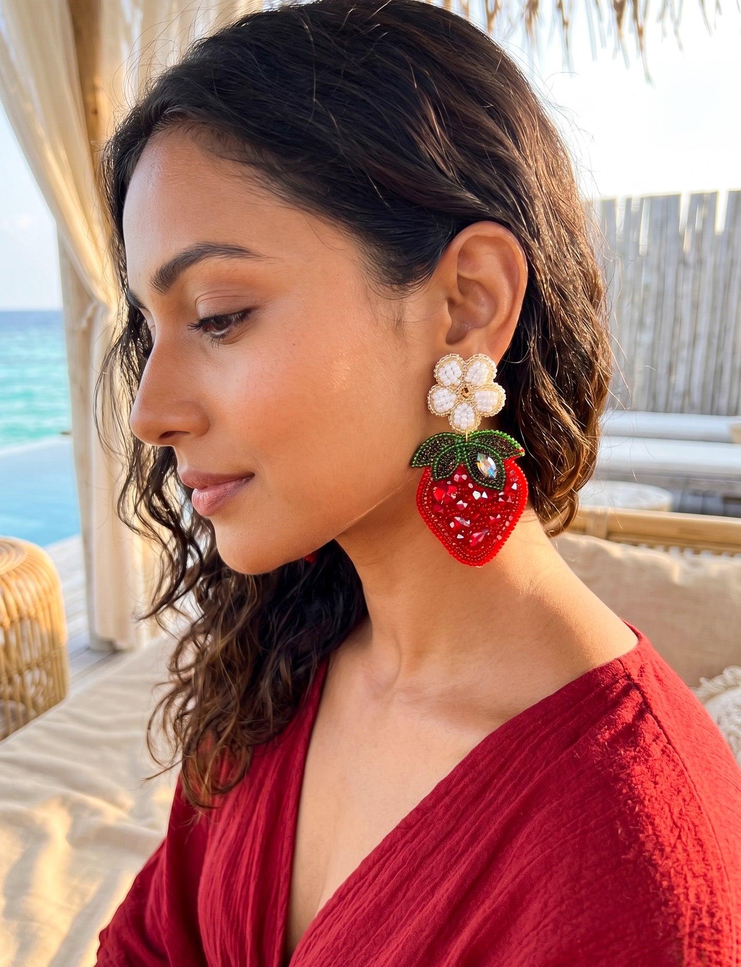 Strawberry Love Handmade Beaded Earrings