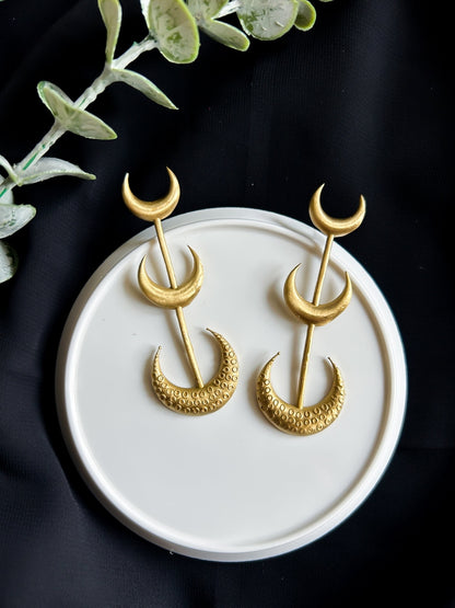 Crescent Moon Handmade Brass Earrings