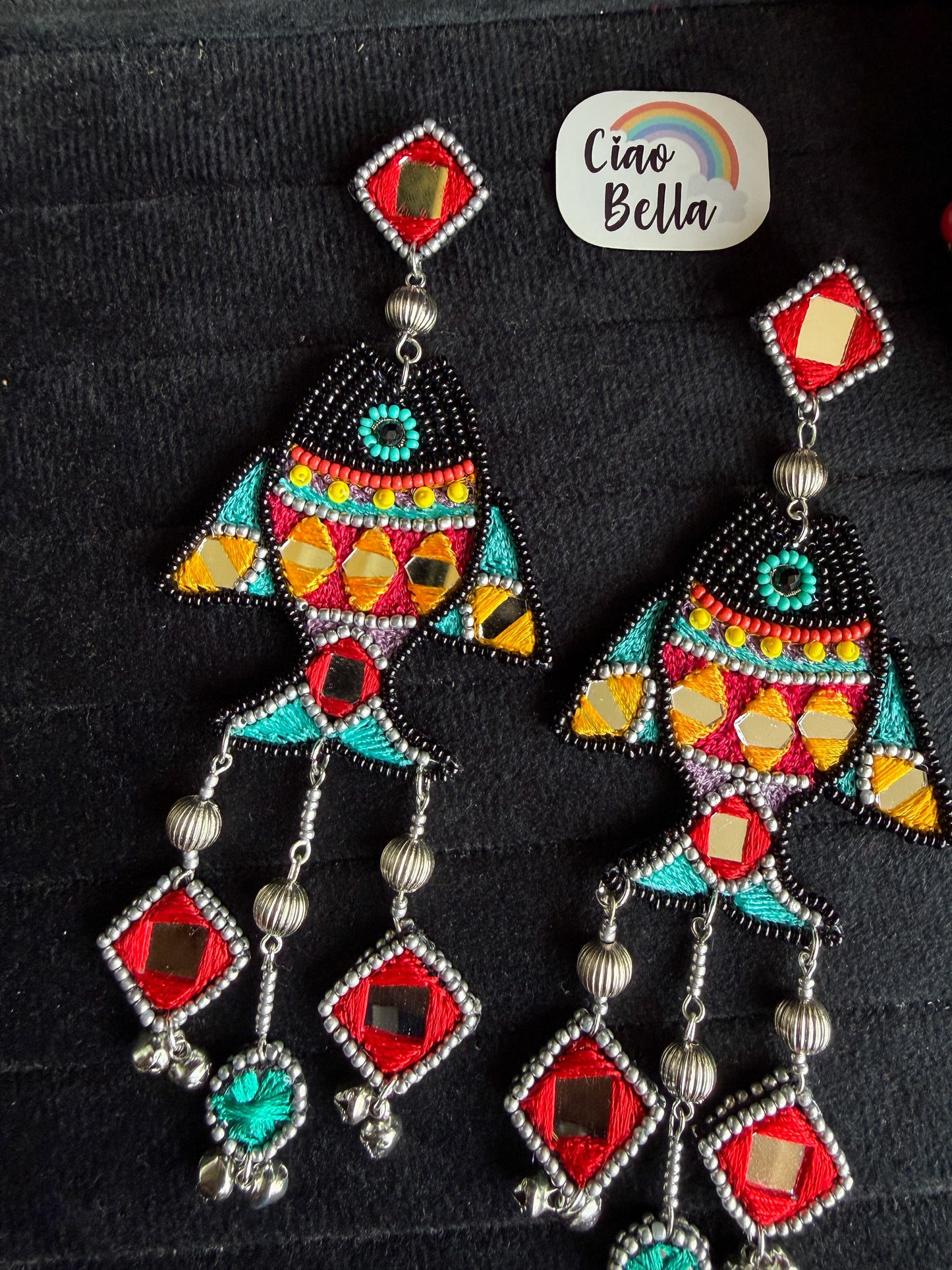 Matsya Mirror Handmade Beaded Earrings