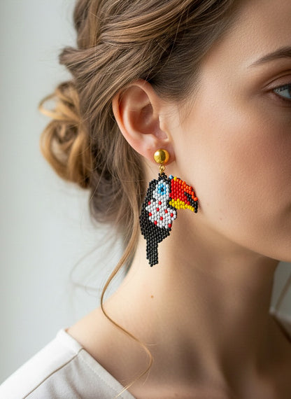 Tropical Tucson Handmade Beaded Bird Earrings