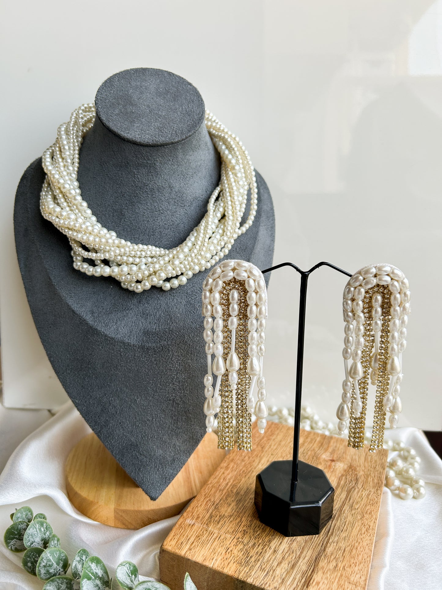 Maya Pearl Handmade Necklace + Earrings Set