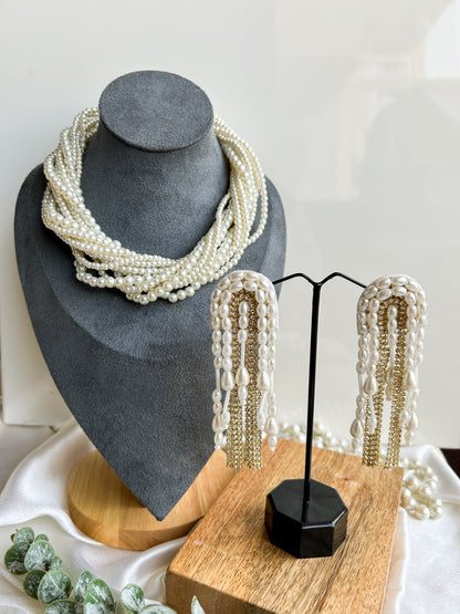 Maya Pearl Handmade Necklace + Earrings Set
