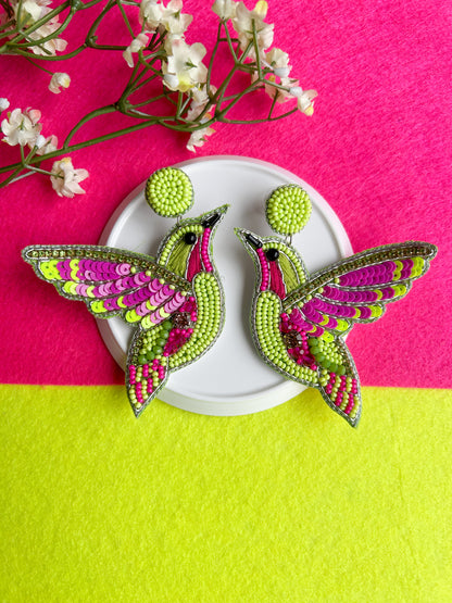 Humming Bird Handmade Beaded Earrings