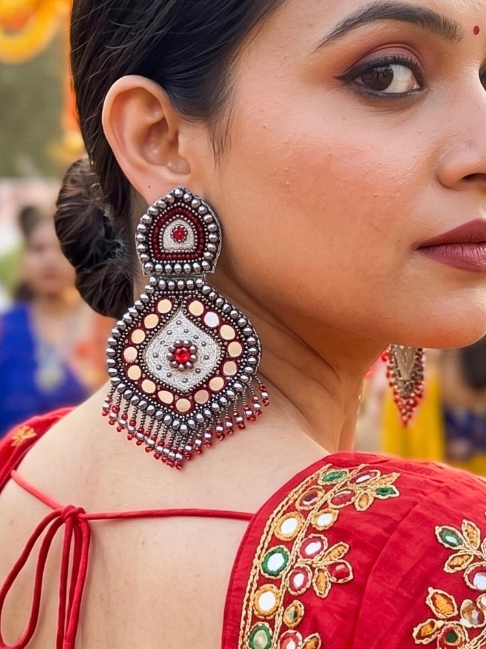 Mehrooni Mirror Handmade Beaded Earrings