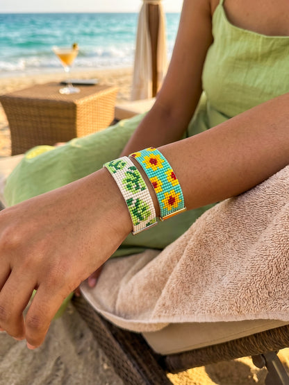 Golden Palm Stack Handmade Beaded Bracelet