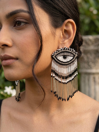 Eyeconic Evil Eye Handmade Beaded Tassel Earrings