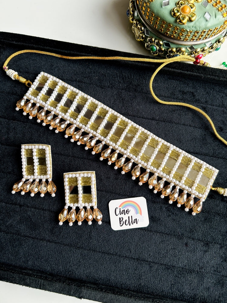 Sitara Gold Handmade Beaded Necklace & Earrings Set