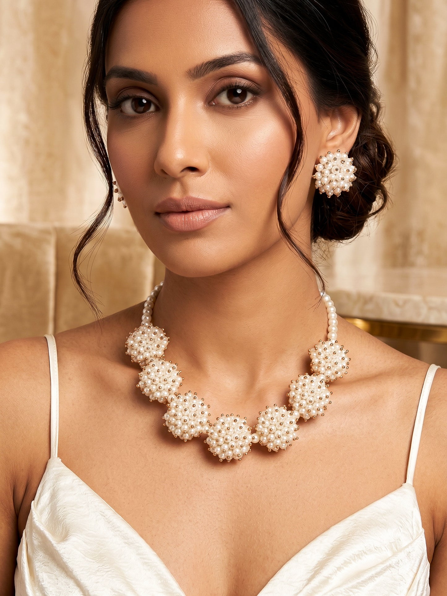 Sitara Pearl Handmade Necklace + Stud Earrings Set