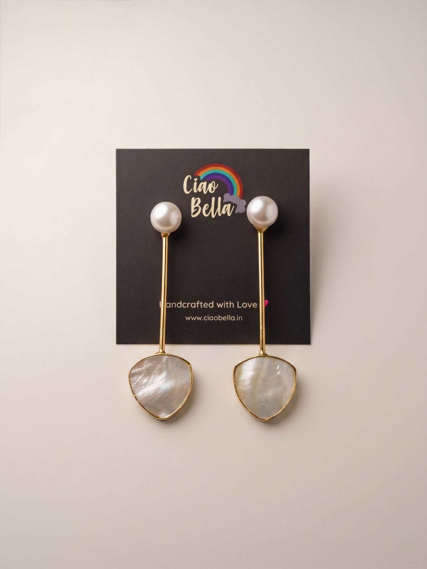 Meraki Pearl Drop Handmade Brass Earrings