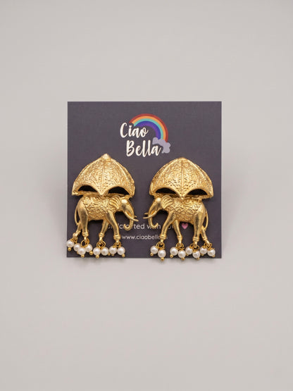 Royal Haathi (Elephant) Handmade Brass Earrings