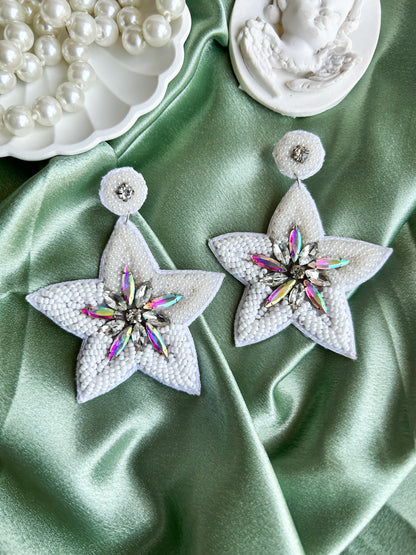 Starlight Shimmer Handmade Beaded Star Earrings