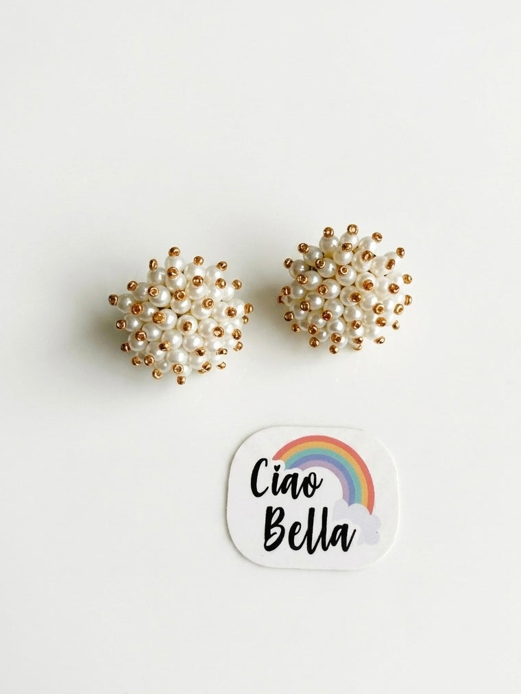 Sitara Pearl Stud Handmade Beaded Earrings
