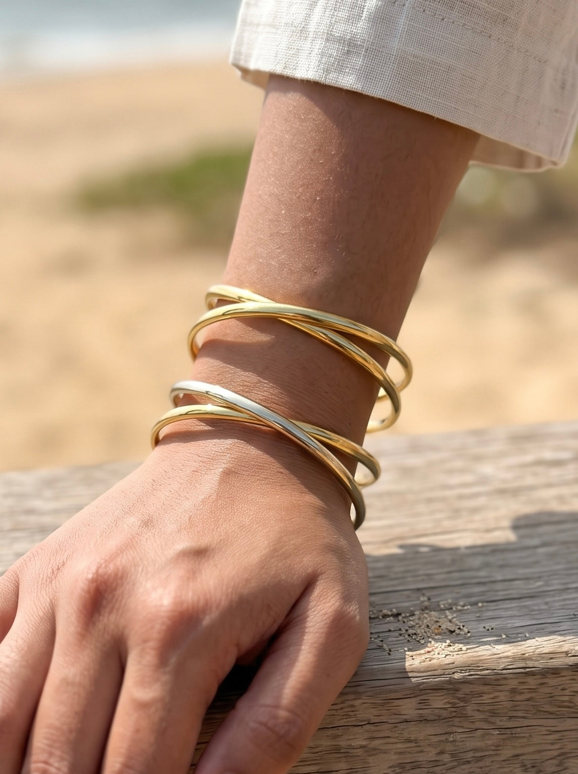 Elina Twist Brass Cuff Bracelet