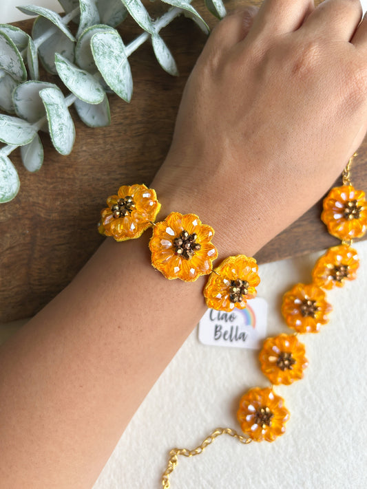 Sunflower Sparkle Handmade Beaded Bracelet