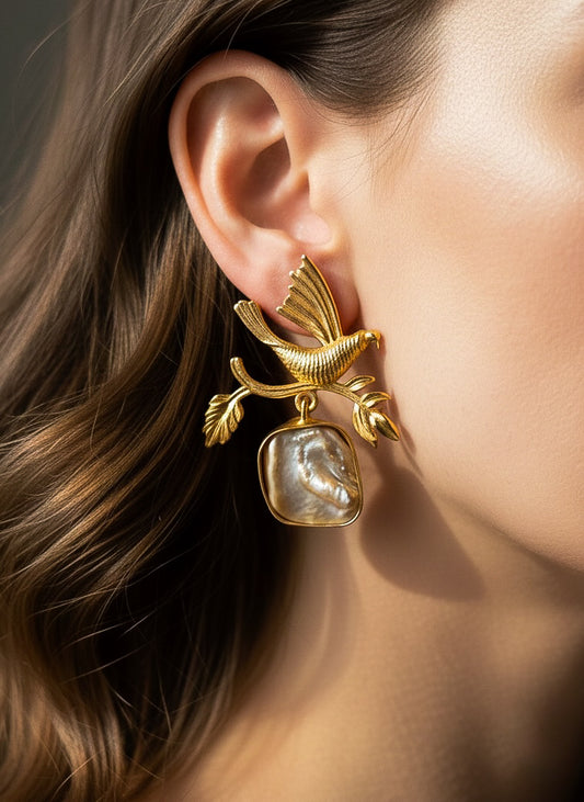 Golden Bird Handmade Brass Earrings