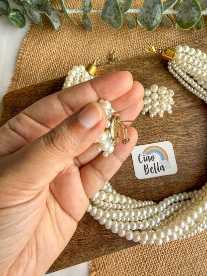 Maya Pearl Handmade Necklace + Stud Earrings Set