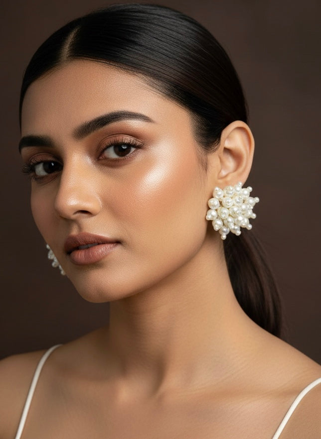 Gul Pearl Stud Handmade Beaded Earrings