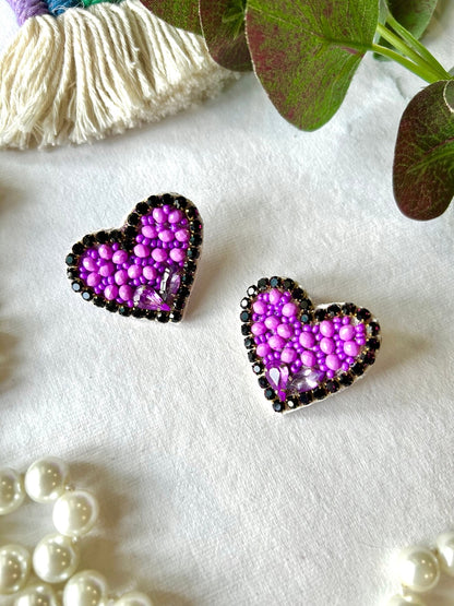 Violet Heartbeat Stud Earrings