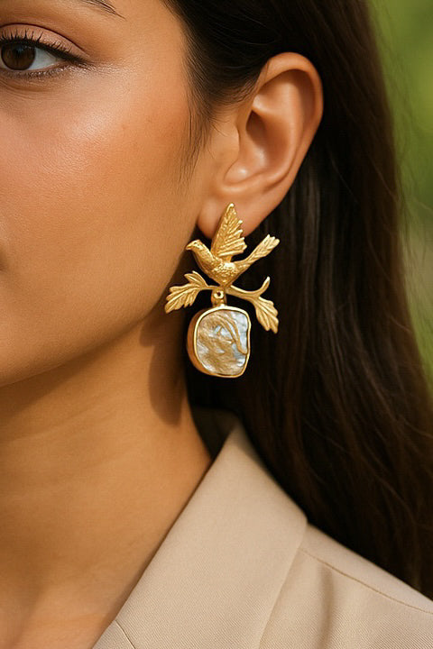 Golden Bird Handmade Brass Earrings