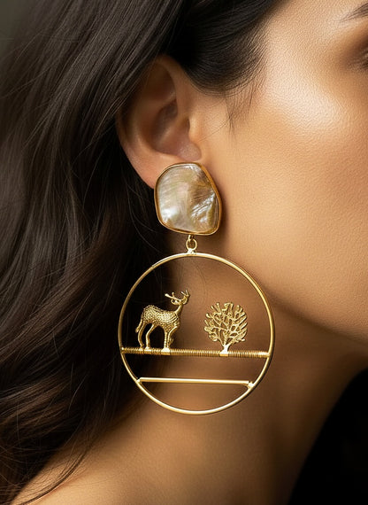 Sacred Deer Handmade Brass Earrings