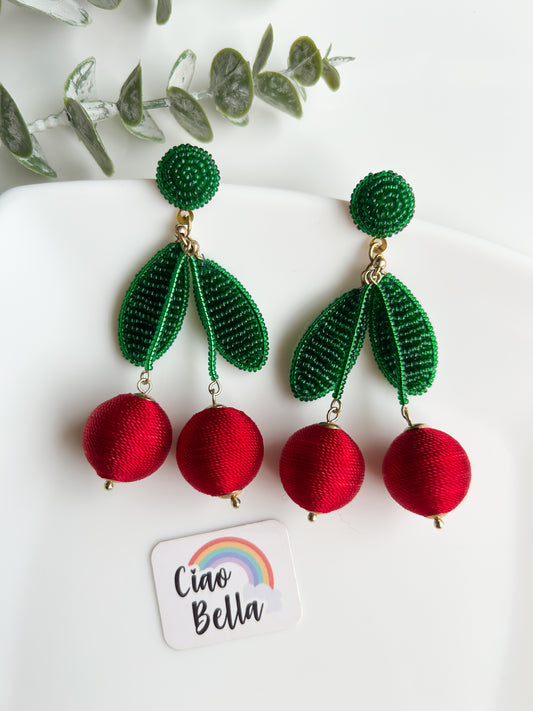 Cherry On Top Handmade Beaded Earrings