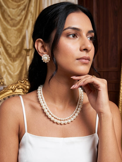 Mira Pearl Handmade Necklace + Stud Earrings Set