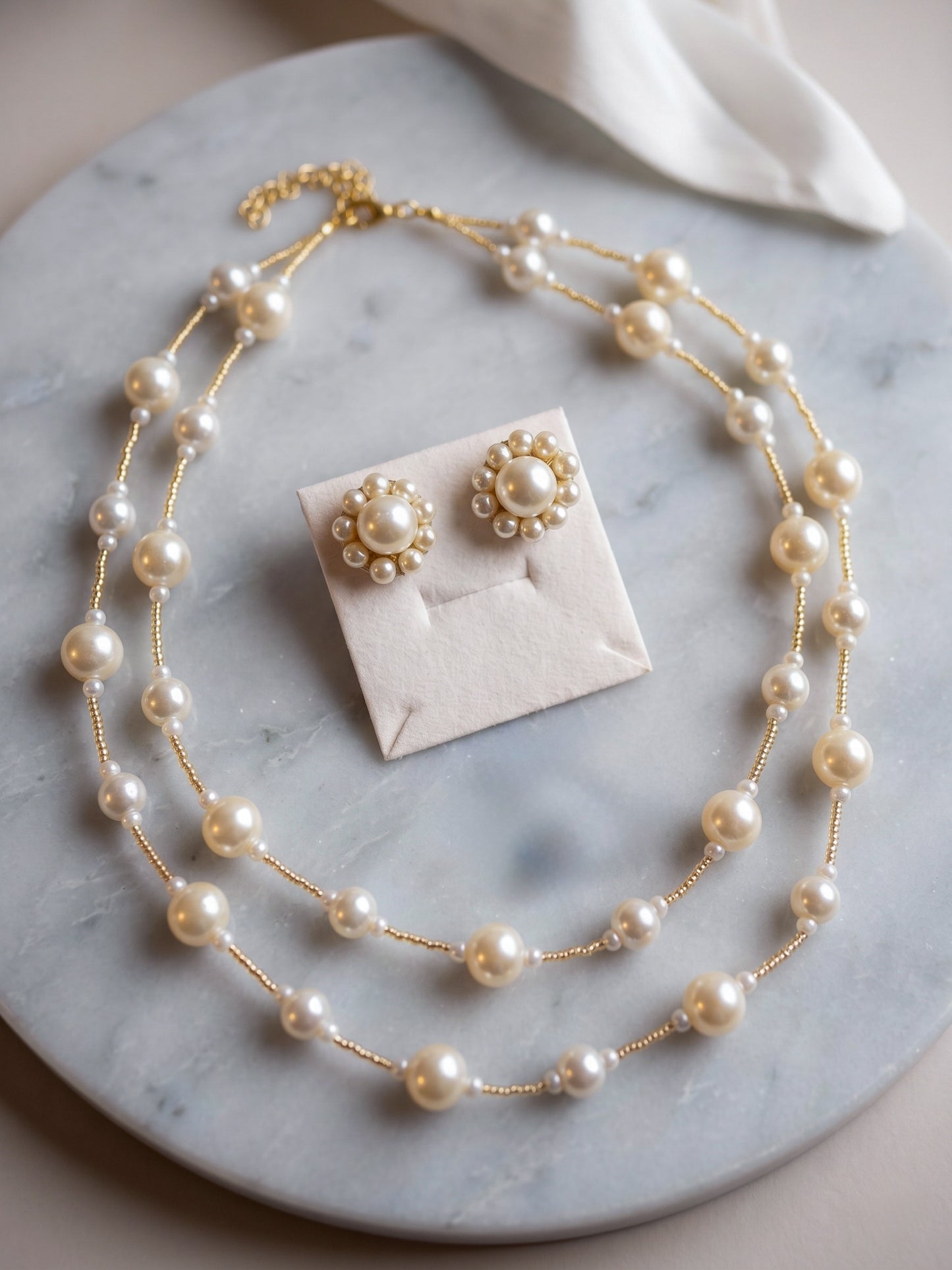 Serena Pearl Handmade Necklace + Stud Earrings Set