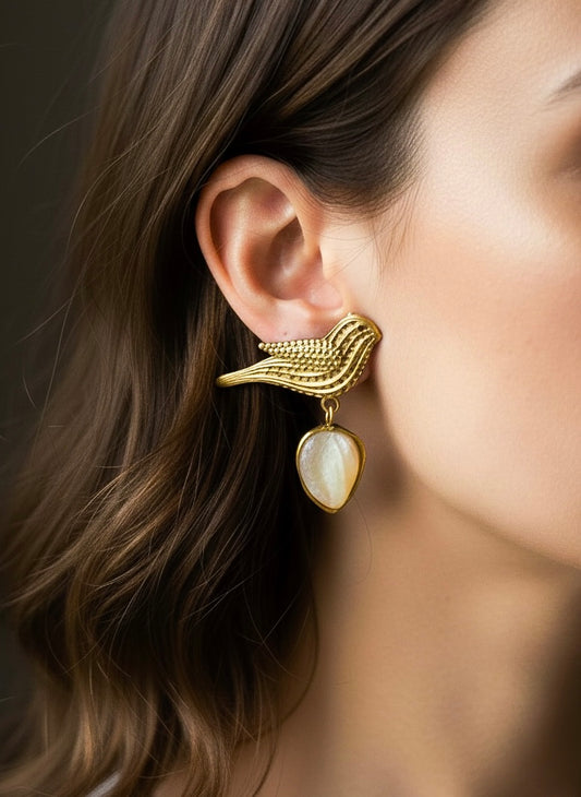 Birdie Bling Drop Handmade Brass Earrings