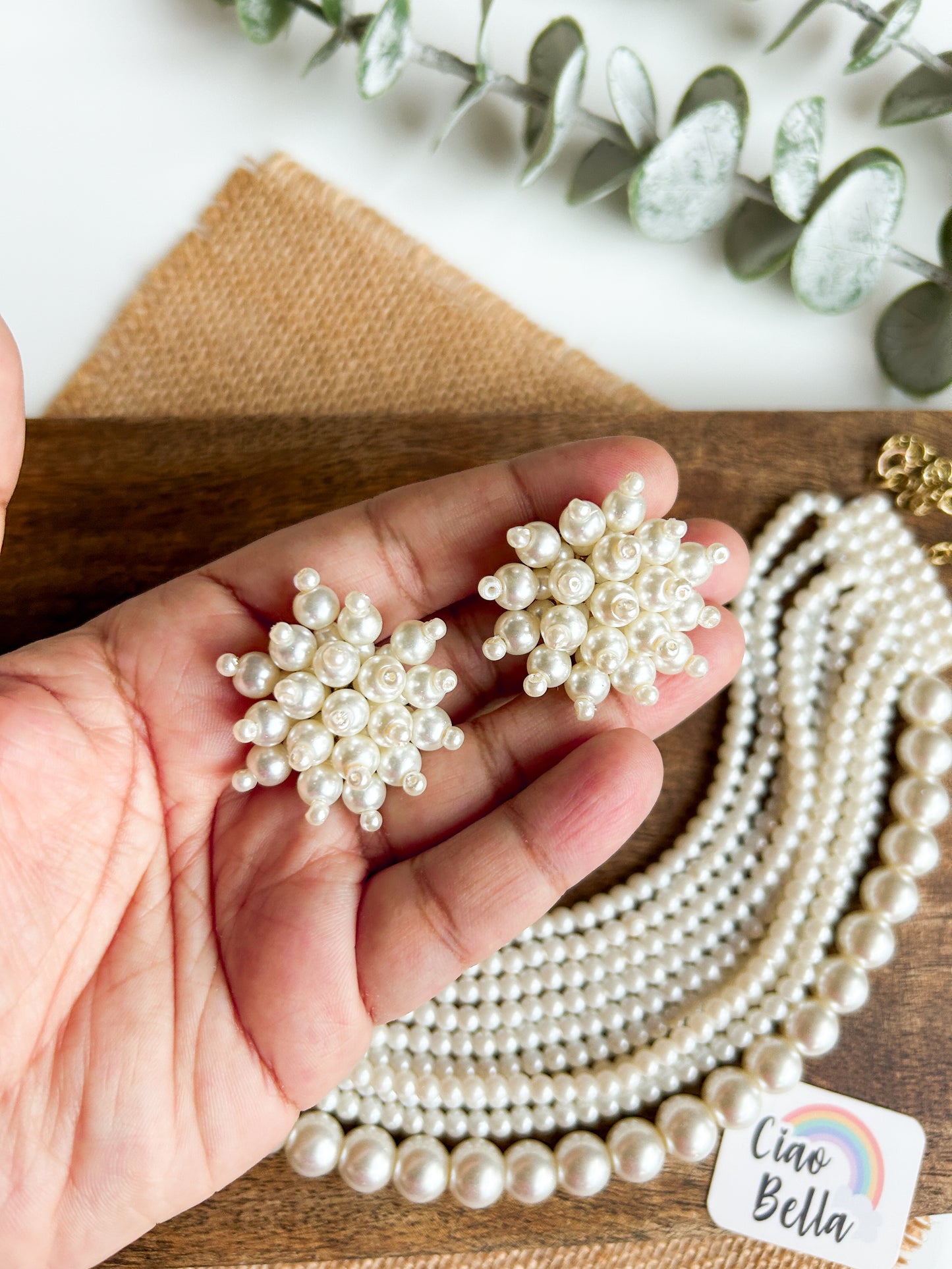 Ruhani Pearl Handmade Necklace + Earrings Set