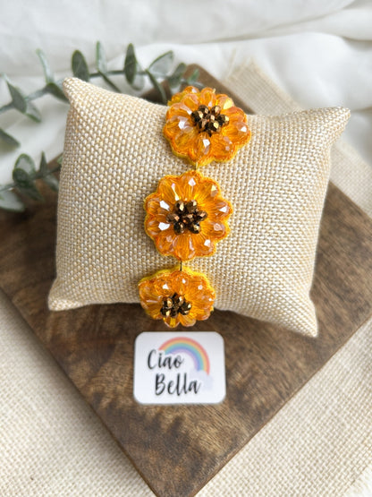 Sunflower Sparkle Handmade Beaded Bracelet