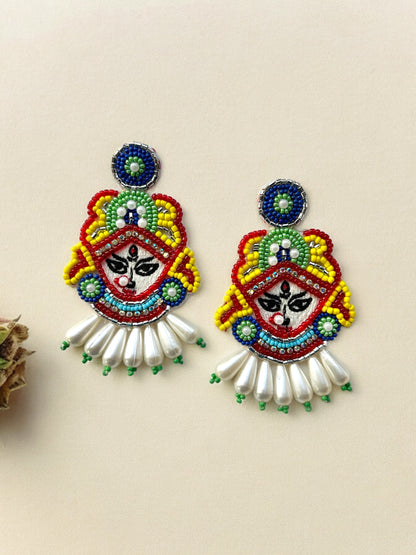 Maa Durga Handmade Beaded Earrings