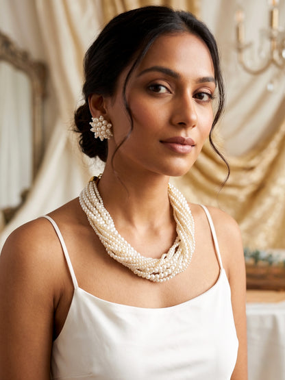 Maya Pearl Handmade Necklace + Stud Earrings Set