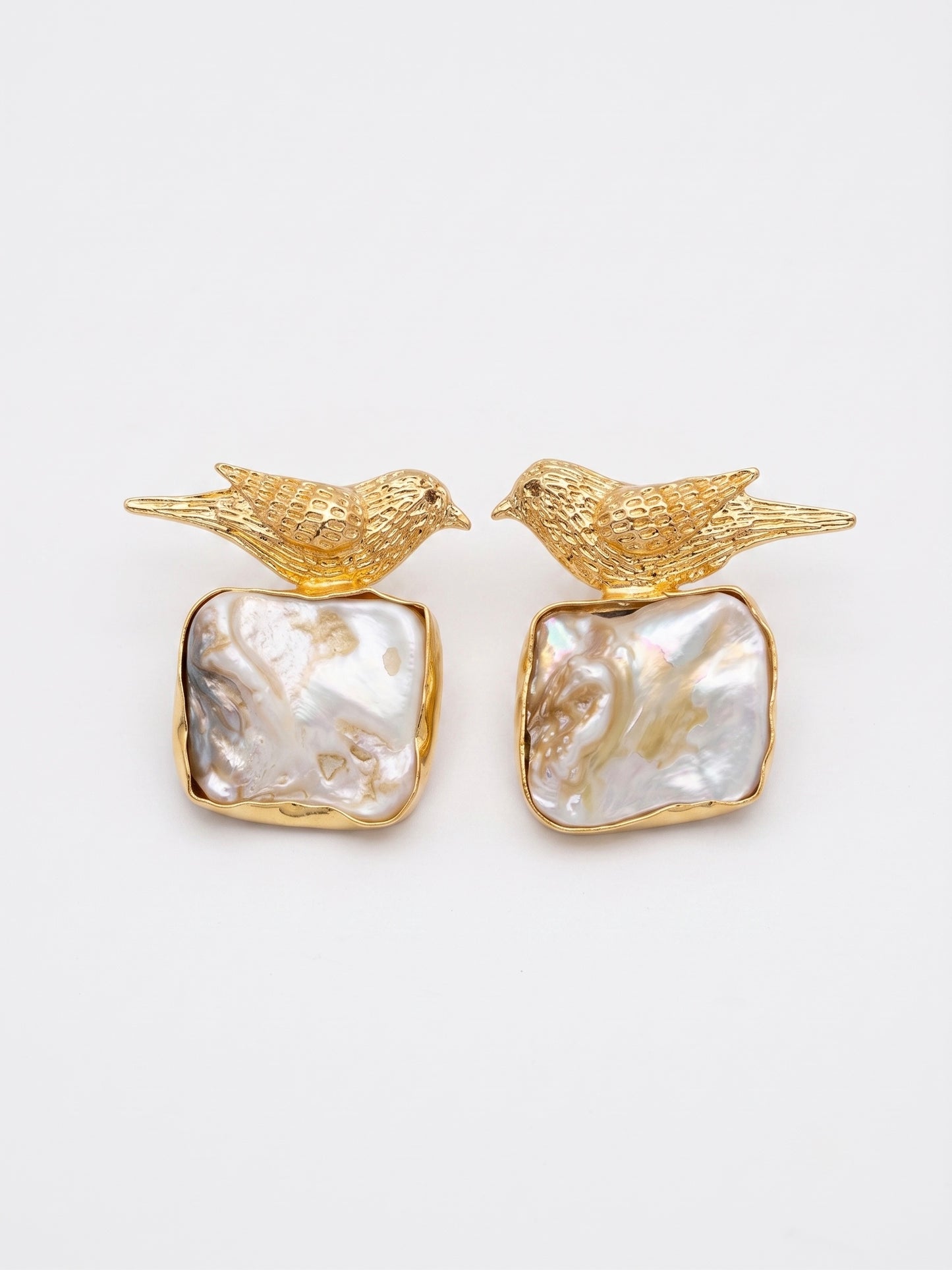 Birdie Bling Mother of Pearl Handmade Brass Earrings