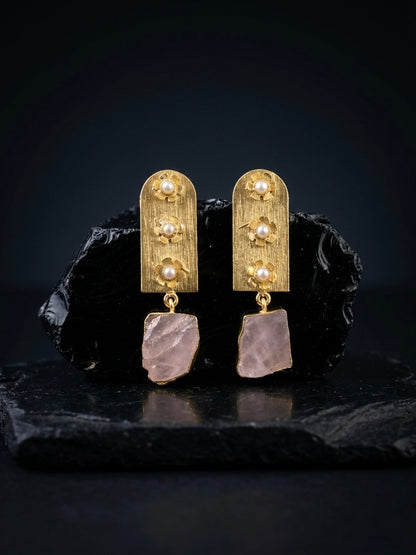 Flora Royale – Blush Pink Handmade Brass Earrings