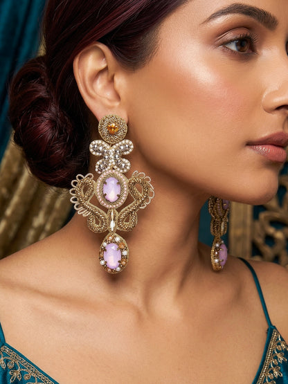 Aashna Blush Pink Handmade Beaded Statement Earrings
