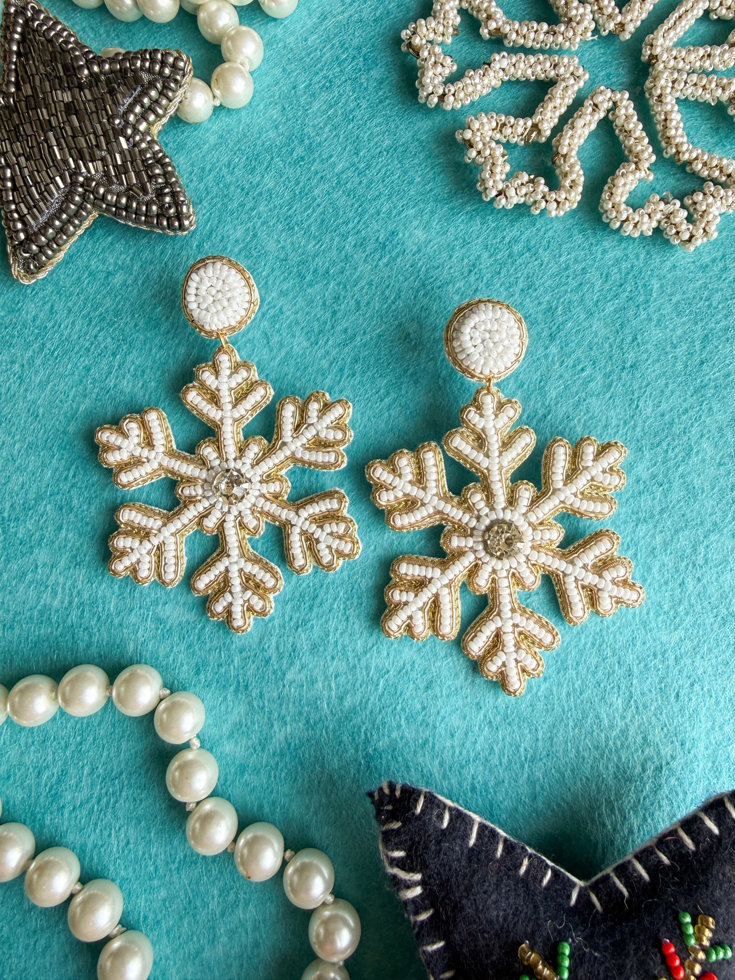 Stella Snowflake Handmade Beaded Earrings