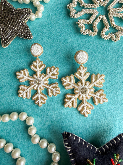 Stella Snowflake Handmade Beaded Earrings