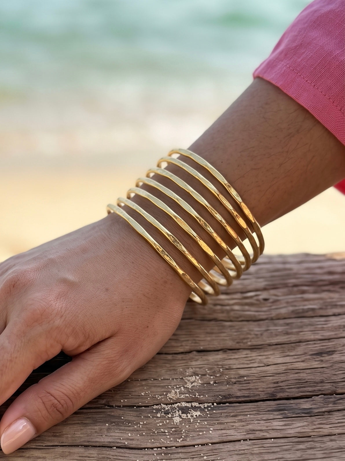 Kira Stripes Brass Cuff Bracelet