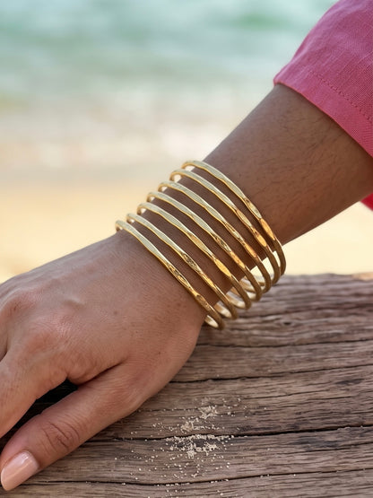 Kira Stripes Brass Cuff Bracelet