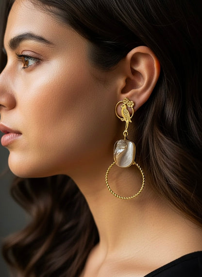 Boho Bird Handmade Brass Earrings