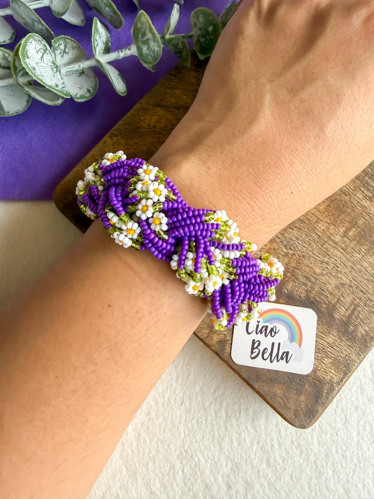 Luxe Flora Purple Handmade Beaded Bracelet