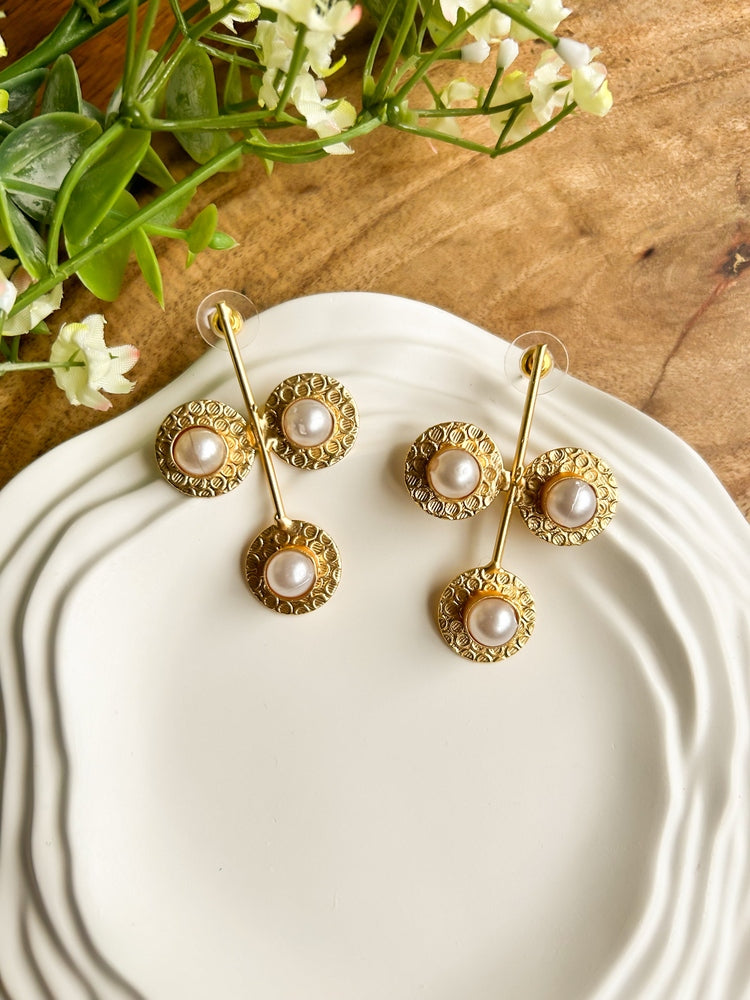 Laila Brass & Pearl Earrings