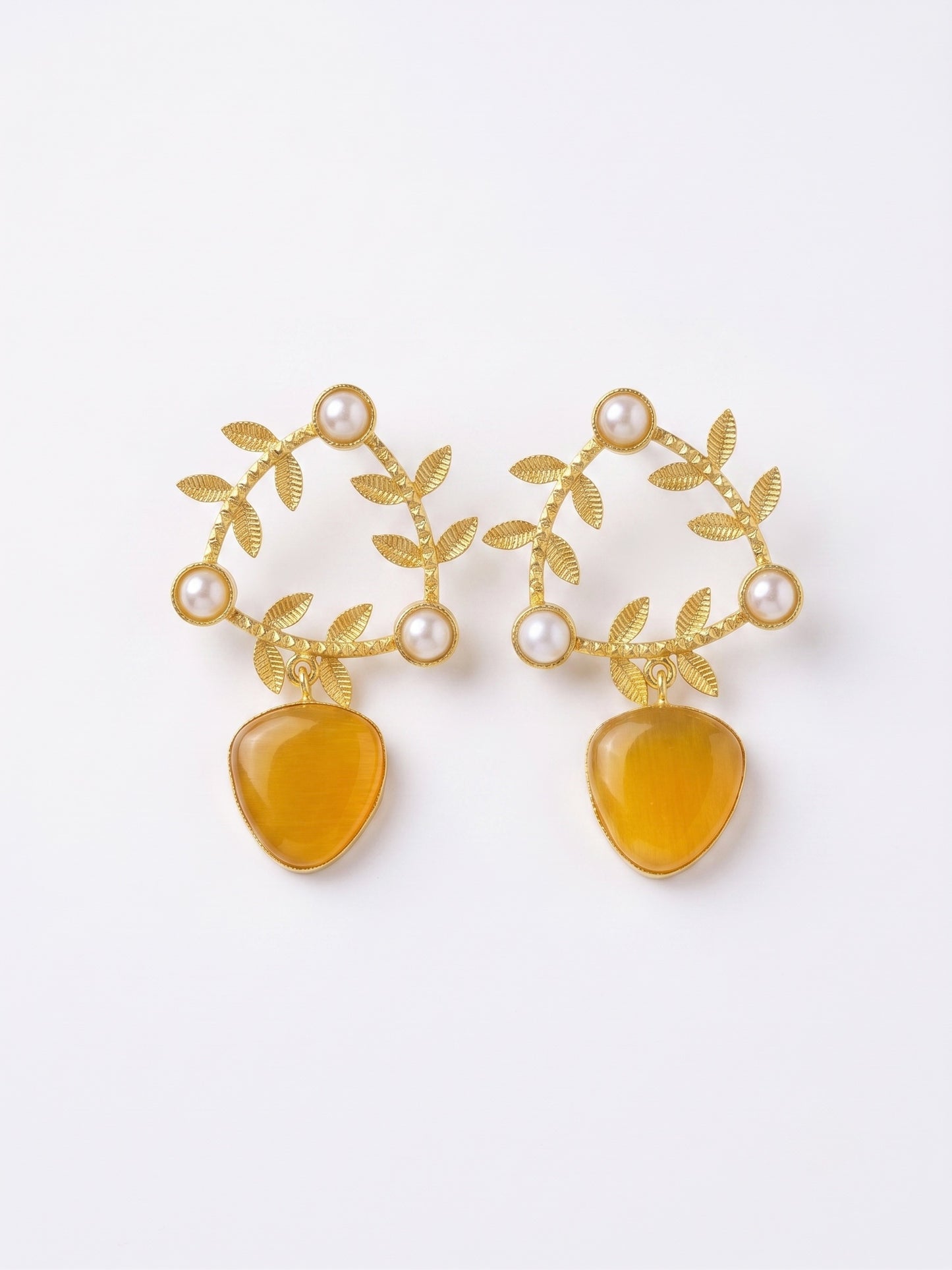 Olivia Yellow Drop Handmade Brass Earrings